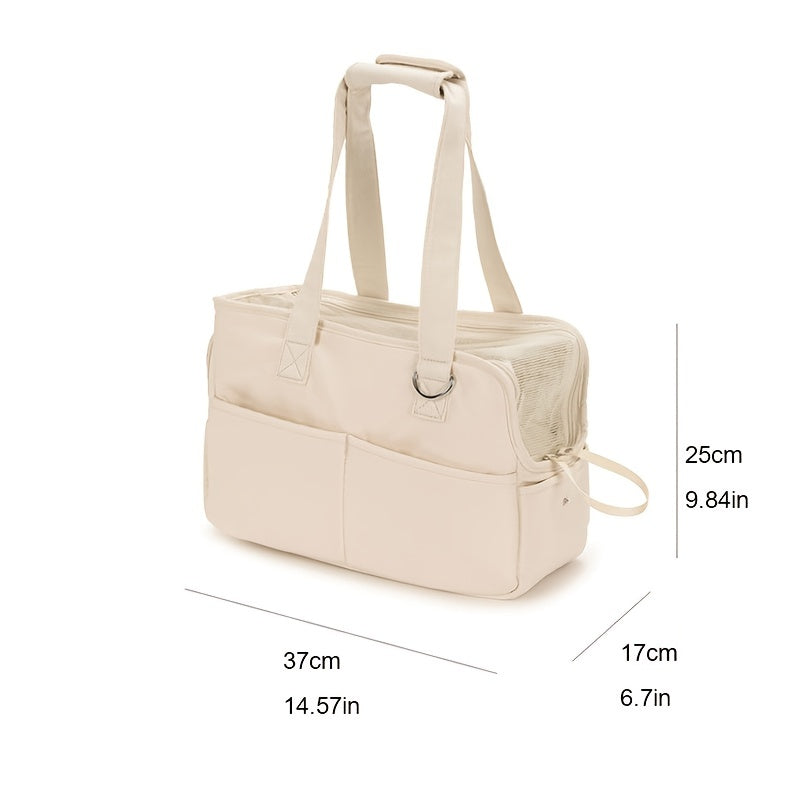 Comfortable Cotton Pet Carrier Tote for Travel – Breathable & Secure Zippered Handbag for Dogs and Cats