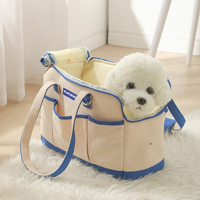Comfortable Cotton Pet Carrier Tote for Travel – Breathable & Secure Zippered Handbag for Dogs and Cats