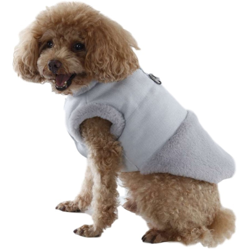 Plush Dog Vest – Warm Winter Pet Clothes with Fur Collar