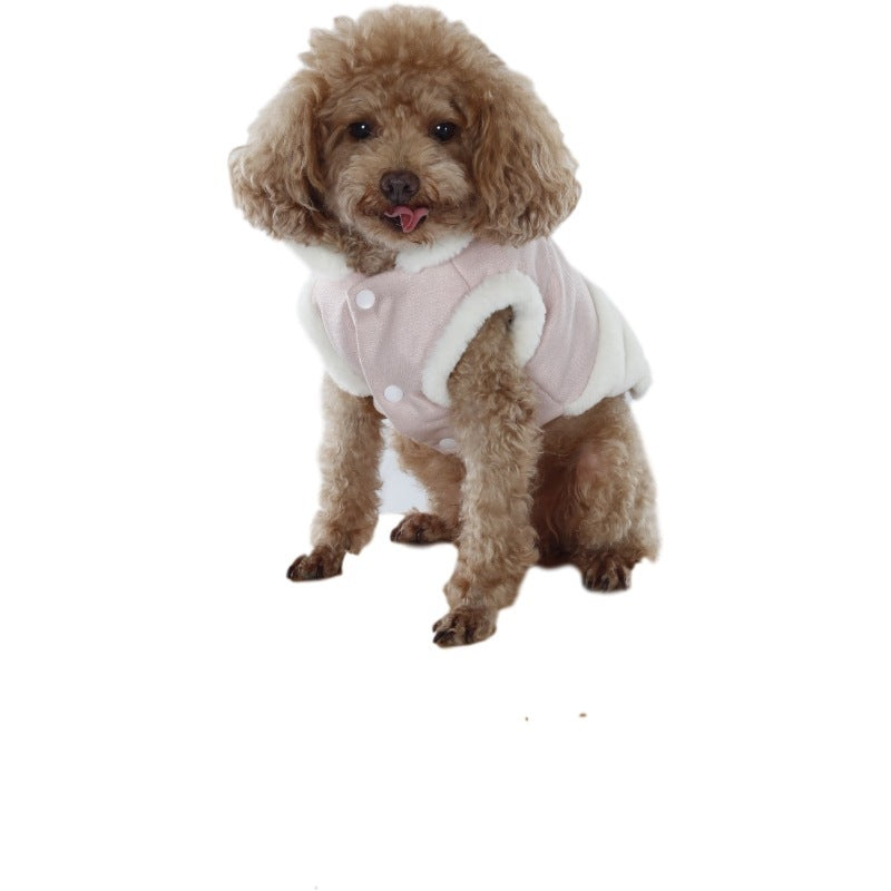 Plush Dog Vest – Warm Winter Pet Clothes with Fur Collar