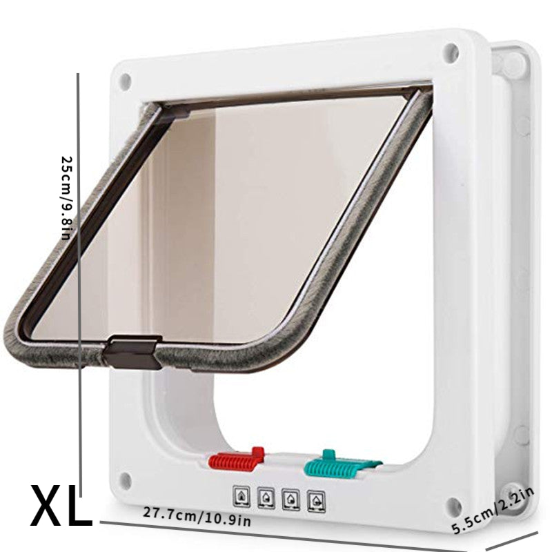 Weatherproof 4-Way Locking Pet Door for Dogs & Cats - Durable ABS with Hassle-Free Entry & Enhanced Home Security