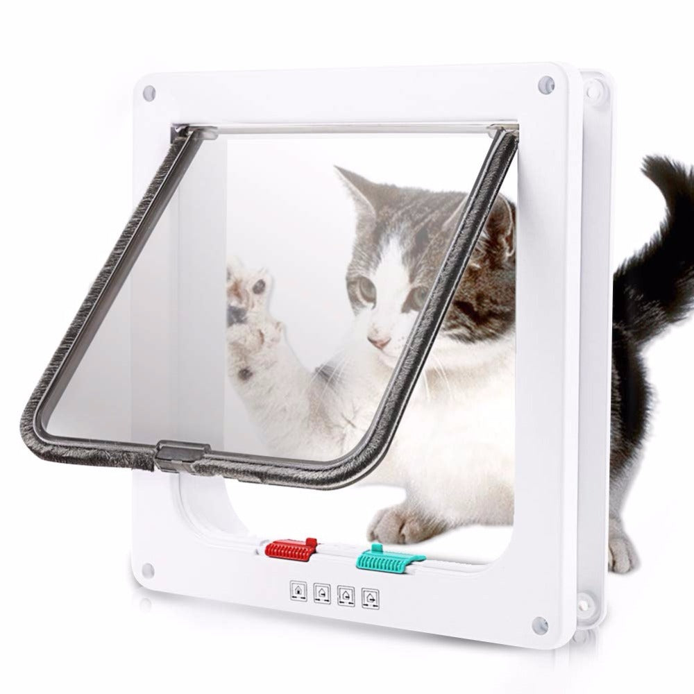 Weatherproof 4-Way Locking Pet Door for Dogs & Cats - Durable ABS with Hassle-Free Entry & Enhanced Home Security