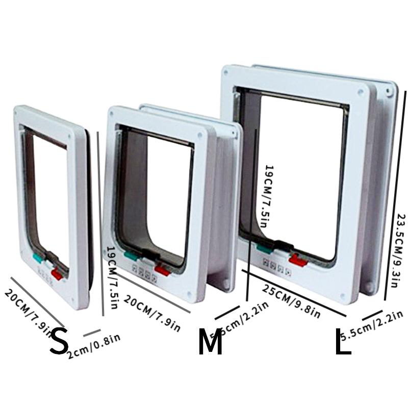 Weatherproof 4-Way Locking Pet Door for Dogs & Cats - Durable ABS with Hassle-Free Entry & Enhanced Home Security