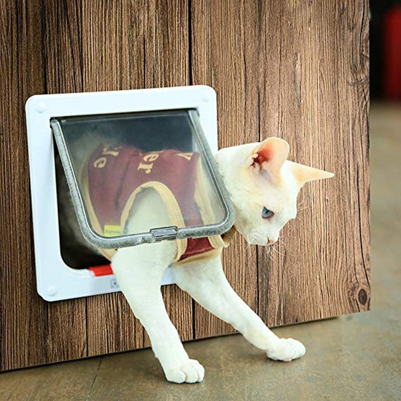 Weatherproof 4-Way Locking Pet Door for Dogs & Cats - Durable ABS with Hassle-Free Entry & Enhanced Home Security