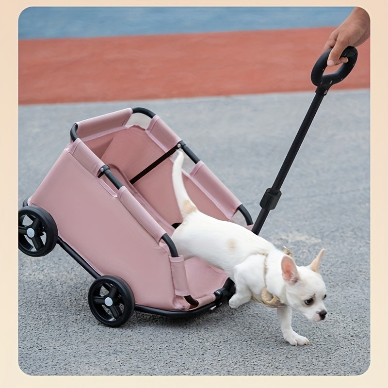 Foldable Pet Stroller with Metal Frame: Lightweight Travel Carrier for Dogs and Cats - Perfect for Outdoor Adventures