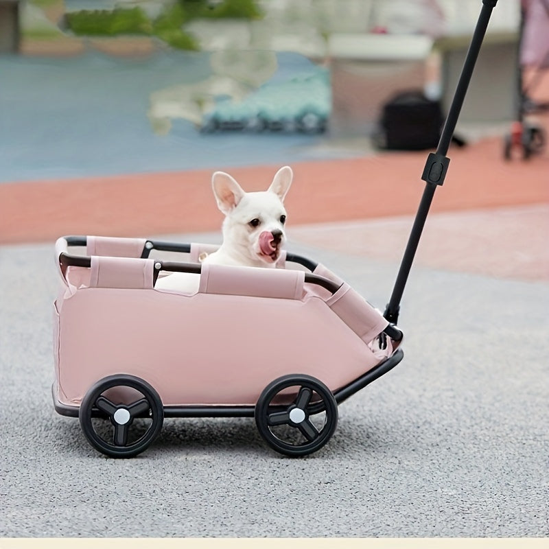 Foldable Pet Stroller with Metal Frame: Lightweight Travel Carrier for Dogs and Cats - Perfect for Outdoor Adventures