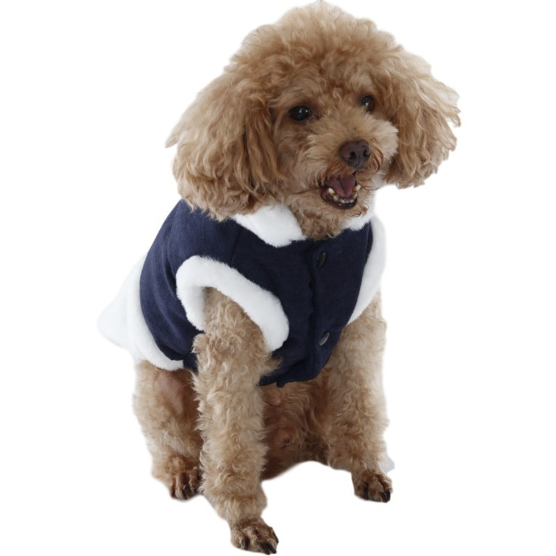 Plush Dog Vest – Warm Winter Pet Clothes with Fur Collar