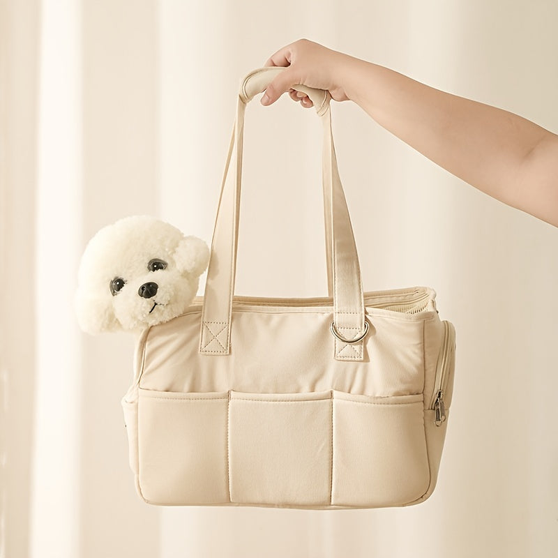 Comfortable Cotton Pet Carrier Tote for Travel – Breathable & Secure Zippered Handbag for Dogs and Cats