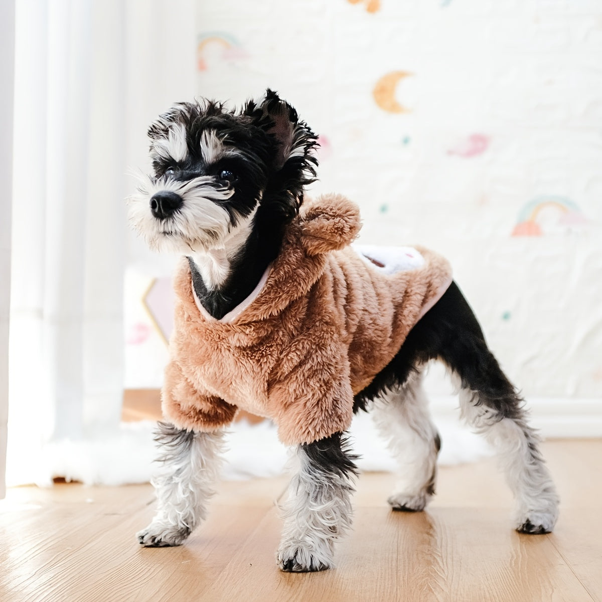 Adorable Plush Pet Warm Teddy Bear Hoodie Costume for Dog & Cat - Soft, Furry, and Comfortable Pet Costumes for Halloween, Christmas, and Daily Wear