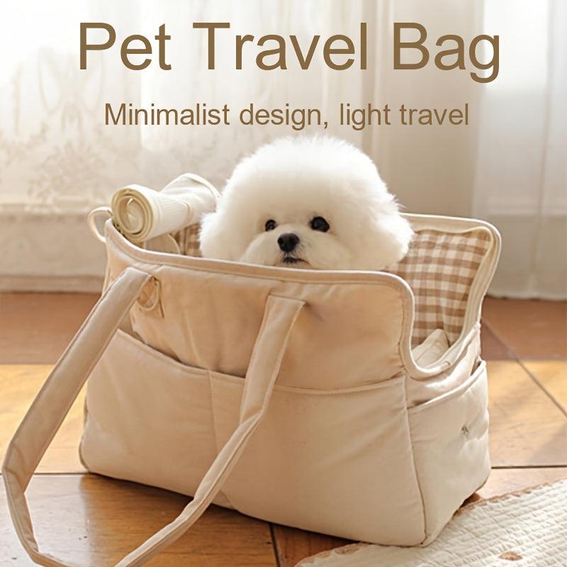 Comfortable Cotton Pet Carrier Tote for Travel – Breathable & Secure Zippered Handbag for Dogs and Cats