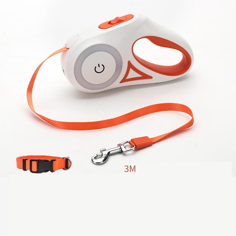Retractable Dog Leash with Collar & LED Spotlight