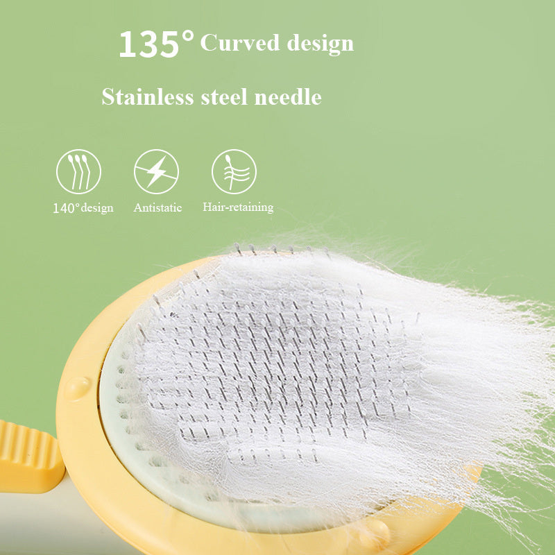 Self-Cleaning Pet Brush – Steel Wire Hair Removal Comb