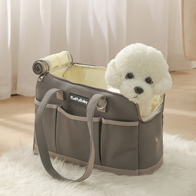 Comfortable Cotton Pet Carrier Tote for Travel – Breathable & Secure Zippered Handbag for Dogs and Cats