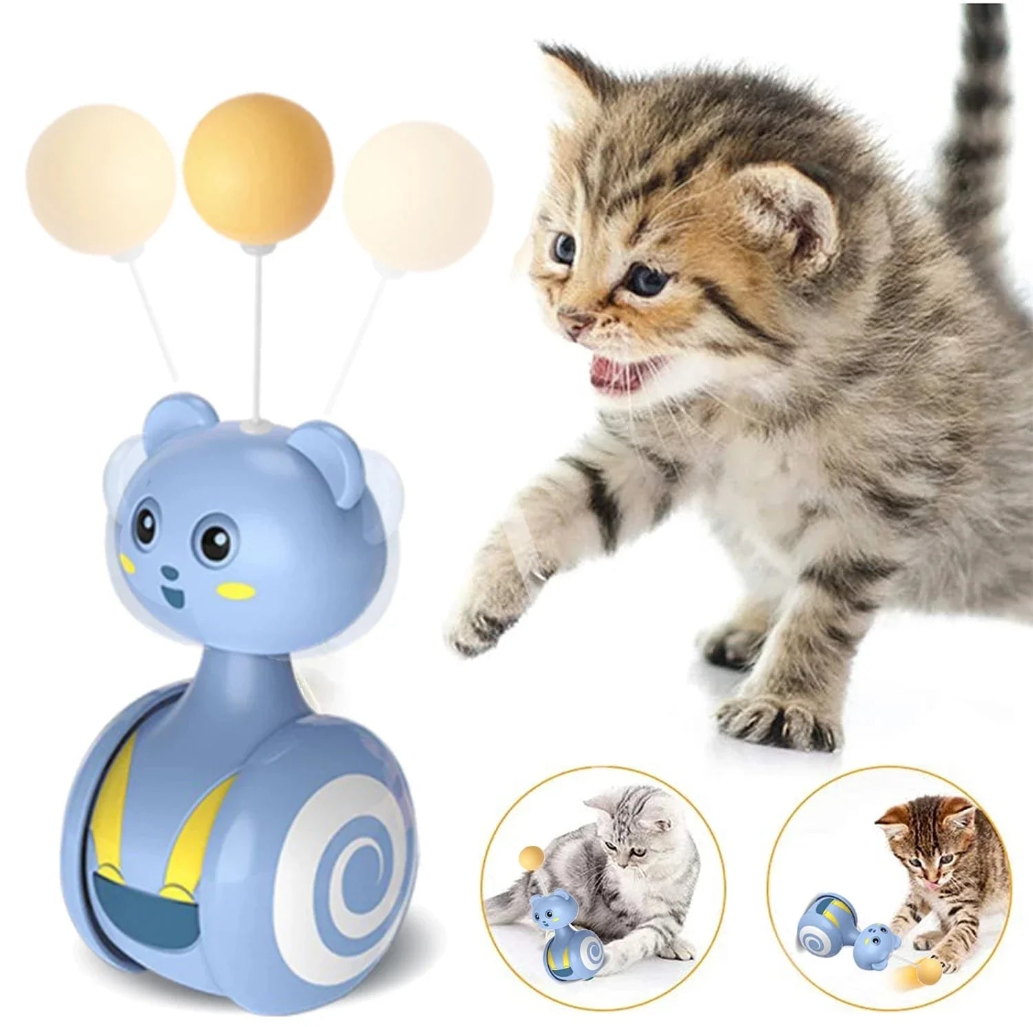 Interactive Feather Rolling Cat Toy-0