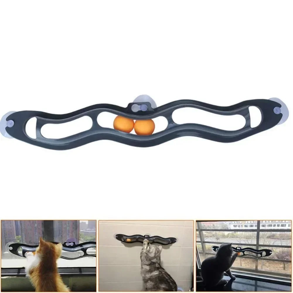 New Track Cat Toy Plastic Sucker Track Ball Pet Accessories Window Table Tennis Adsorption Glass Cat Toy Funny Cat Toys Pet Toys
