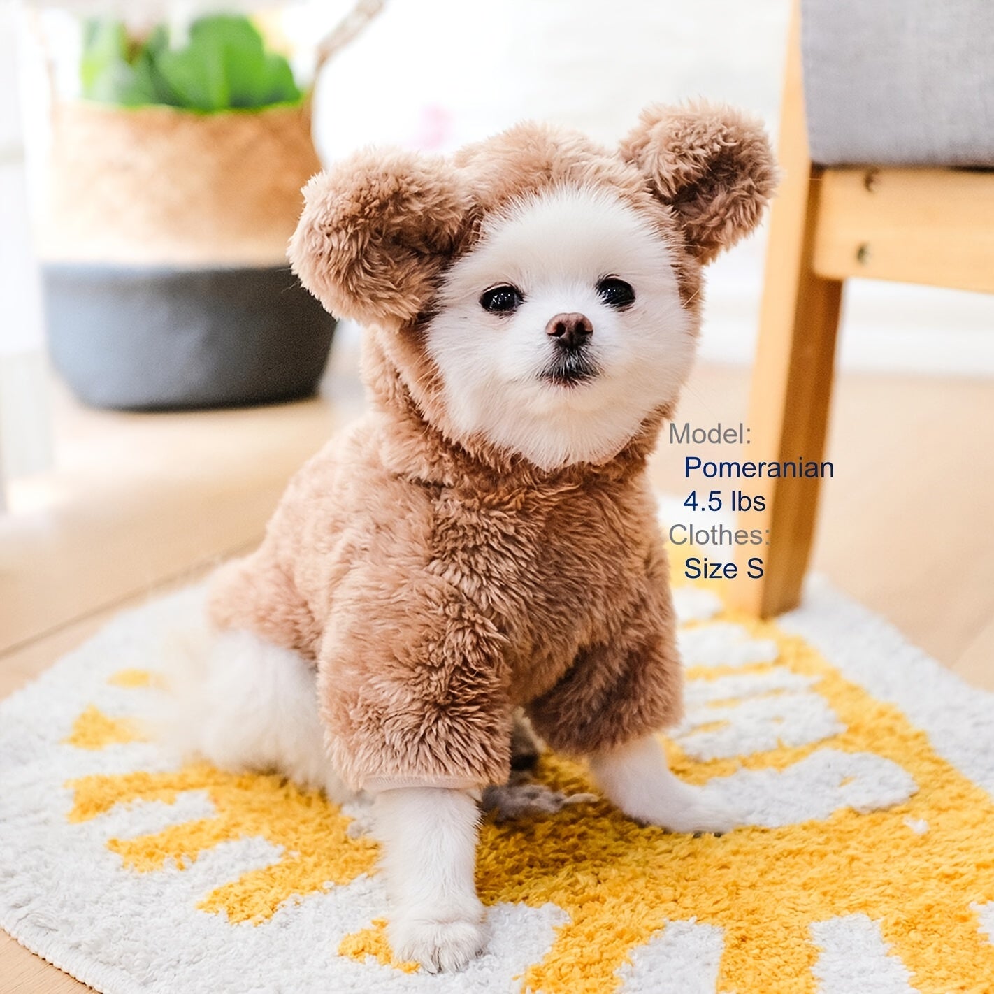 Adorable Plush Pet Warm Teddy Bear Hoodie Costume for Dog & Cat - Soft, Furry, and Comfortable Pet Costumes for Halloween, Christmas, and Daily Wear