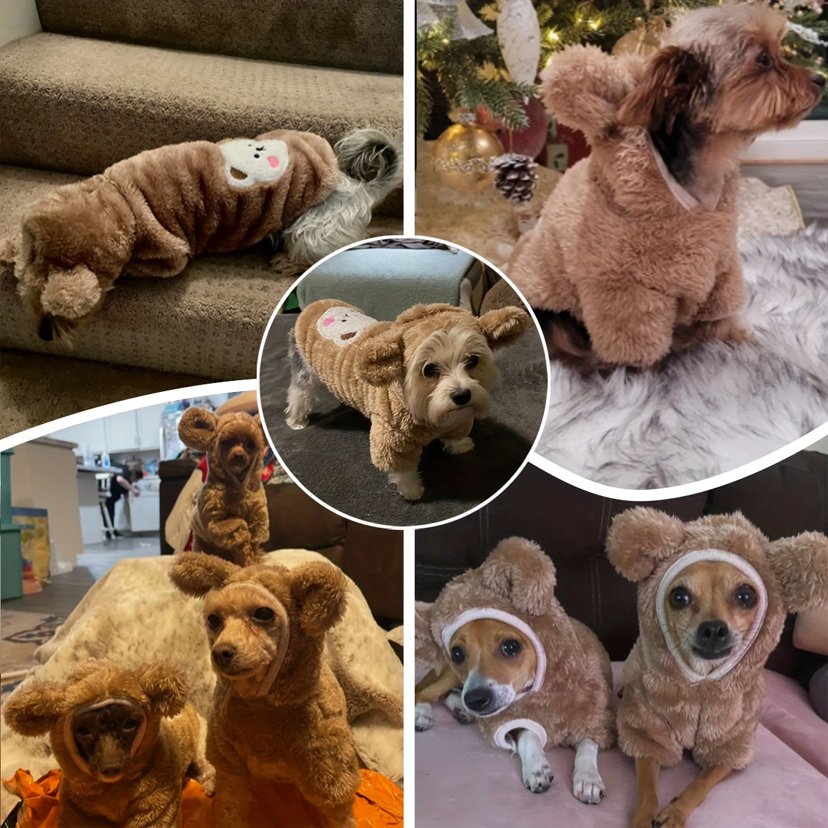 Adorable Plush Pet Warm Teddy Bear Hoodie Costume for Dog & Cat - Soft, Furry, and Comfortable Pet Costumes for Halloween, Christmas, and Daily Wear