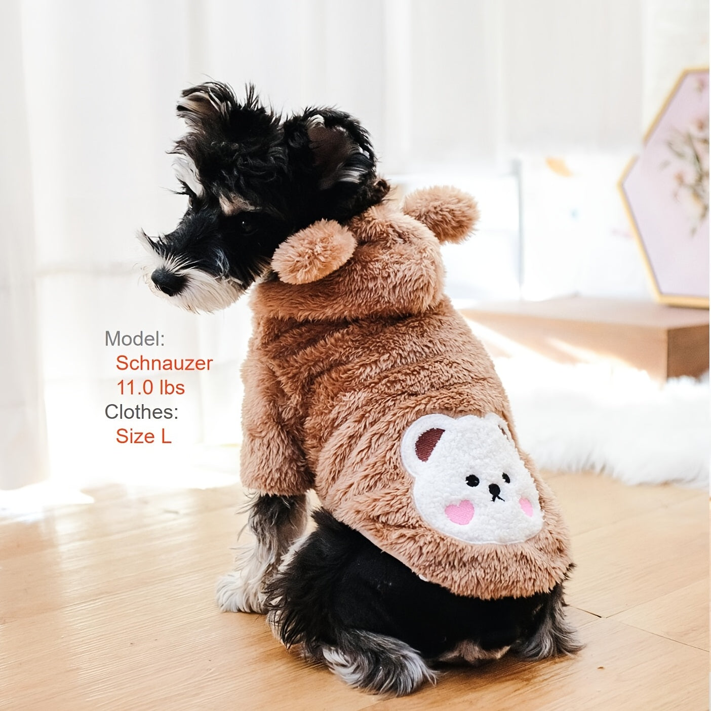 Adorable Plush Pet Warm Teddy Bear Hoodie Costume for Dog & Cat - Soft, Furry, and Comfortable Pet Costumes for Halloween, Christmas, and Daily Wear