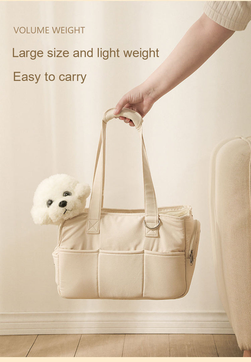Comfortable Cotton Pet Carrier Tote for Travel – Breathable & Secure Zippered Handbag for Dogs and Cats