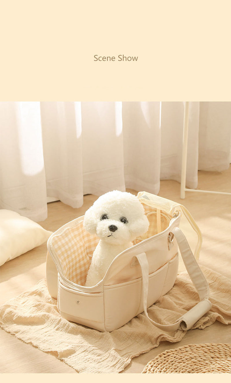 Comfortable Cotton Pet Carrier Tote for Travel – Breathable & Secure Zippered Handbag for Dogs and Cats