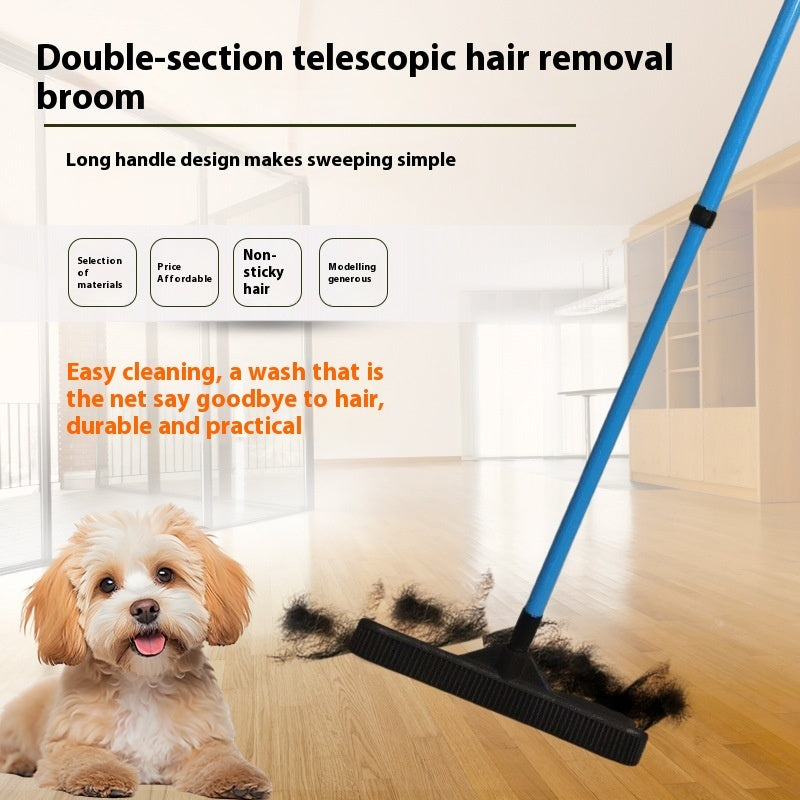 Retractable Rubber Pet Hair Removal Broom – Double Section