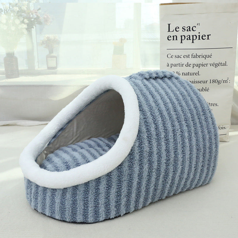 Thickened Cat Nest – Warm Double-Layer Bed for Autumn & Winter